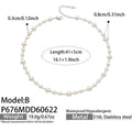 B Style Steel Irregular Pearl Transparent Bead Necklace 41+5cm (P676) / 5cm