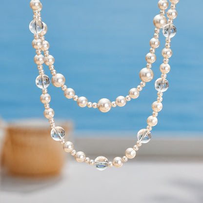 Close-up of 316L Stainless Steel Necklace with Irregular Pearls