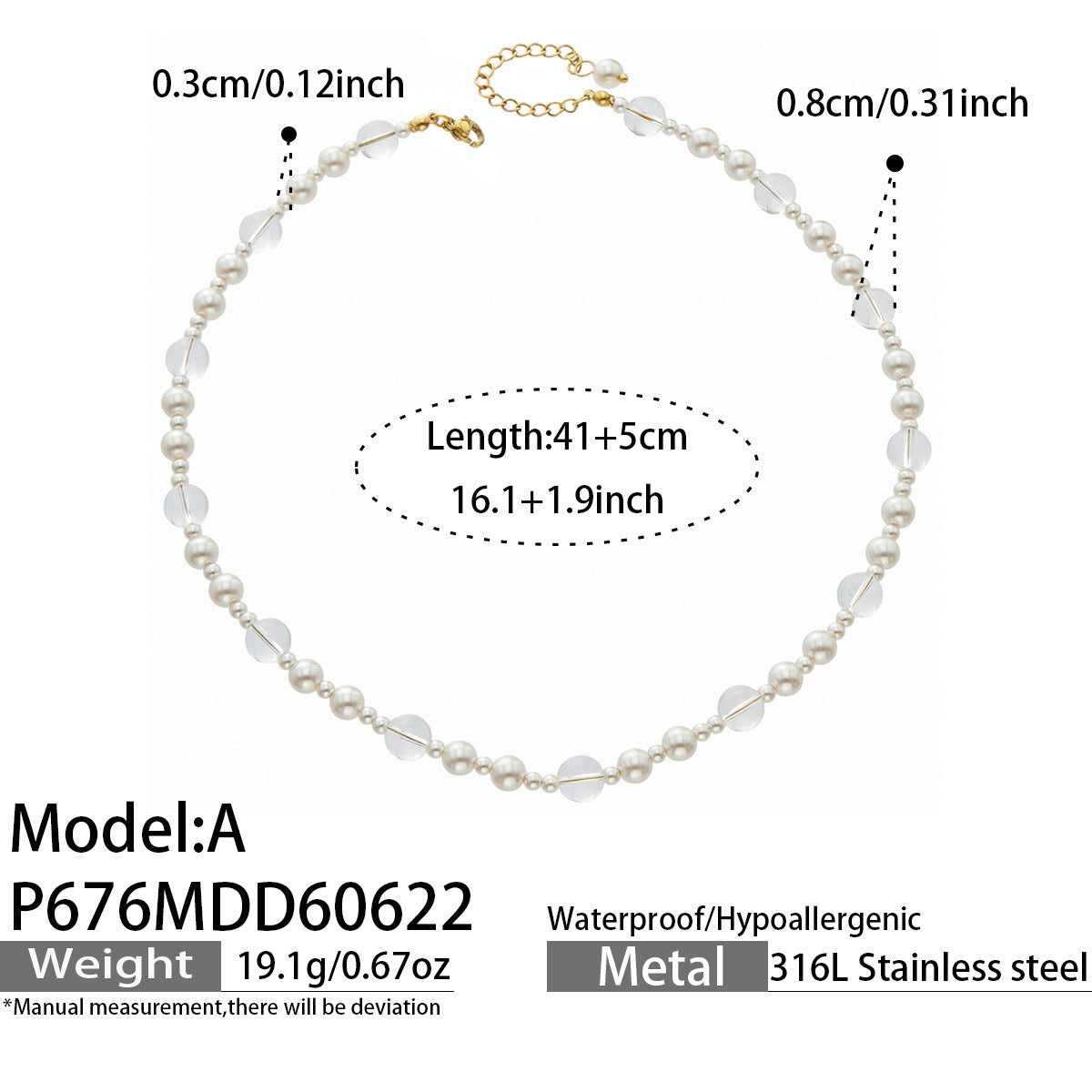 316L Stainless Steel 18K PVD Gold Irregular Pearl Necklace made with 316L stainless steel and 18K PVD gold finish for wholesale jewelry buyers - image 9