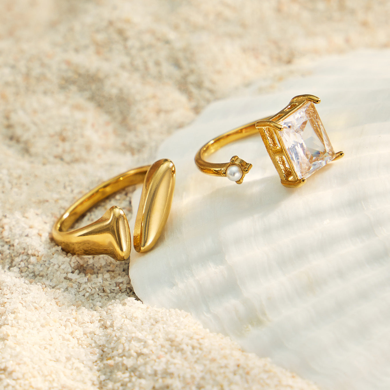 316L Stainless Steel 18K PVD Gold Irregular Ring Set made with 316L stainless steel and 18K PVD gold finish for wholesale jewelry buyers - image 4