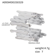 316L Stainless Steel Mixed Metal Irregular Geometric Open Ring | Melted Lava Statement Jewelry