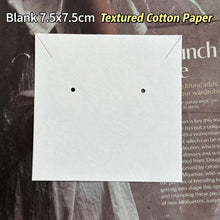 Blank 7.5 × 7.5 cm jewelry display card made from textured cotton paper