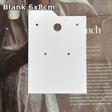 Blank white jewelry display card measuring 6 × 8 cm