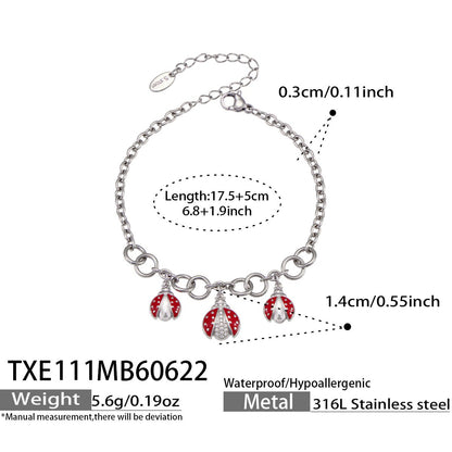 316L Stainless Steel 18K PVD Gold Ladybug Zircon Bracelet and Necklace made with 316L stainless steel and 18K PVD gold finish for wholesale jewelry buyers - image 15