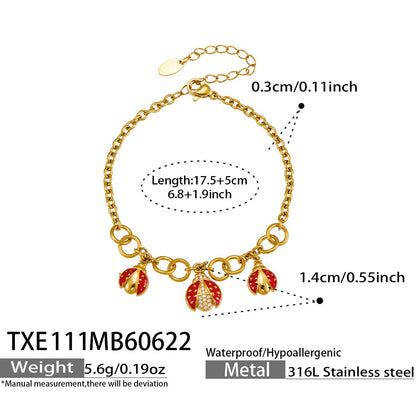 316L Stainless Steel 18K PVD Gold Ladybug Zircon Bracelet and Necklace made with 316L stainless steel and 18K PVD gold finish for wholesale jewelry buyers - image 17
