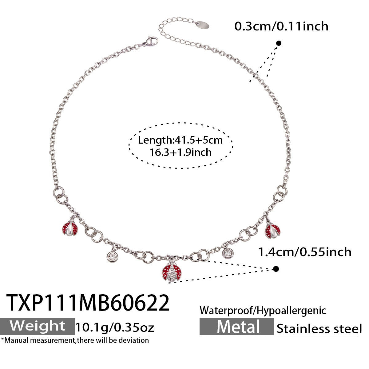 316L Stainless Steel 18K PVD Gold Ladybug Zircon Bracelet and Necklace made with 316L stainless steel and 18K PVD gold finish for wholesale jewelry buyers - image 19