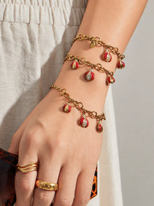 316L Stainless Steel 18K PVD Gold Ladybug Zircon Bracelet and Necklace made with 316L stainless steel and 18K PVD gold finish for wholesale jewelry buyers - image 3
