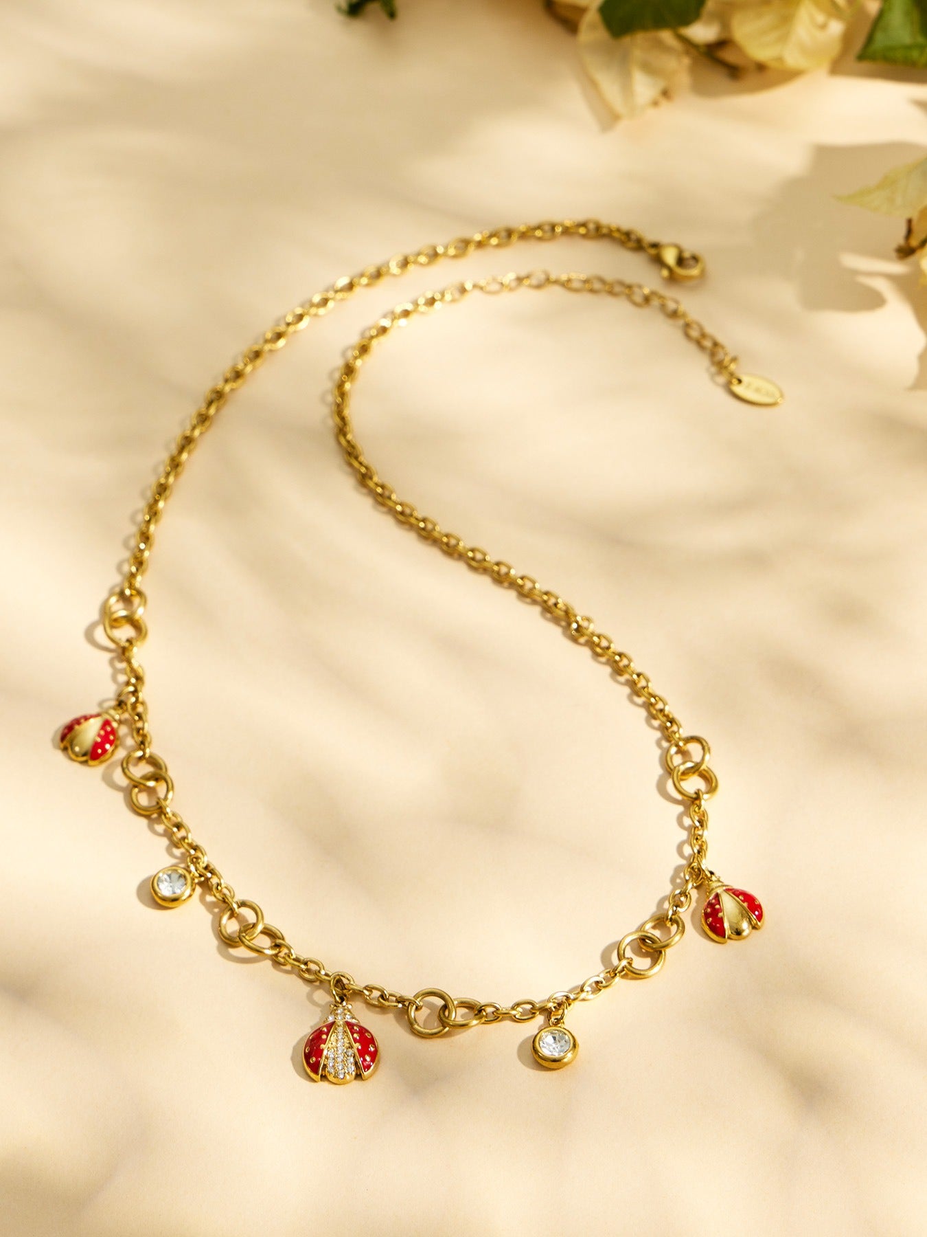316L Stainless Steel 18K PVD Gold Ladybug Zircon Bracelet and Necklace made with 316L stainless steel and 18K PVD gold finish for wholesale jewelry buyers - image 5