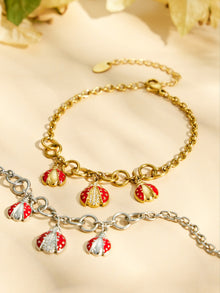 316L Stainless Steel 18K PVD Gold Ladybug Zircon Bracelet and Necklace made with 316L stainless steel and 18K PVD gold finish for wholesale jewelry buyers - image 6