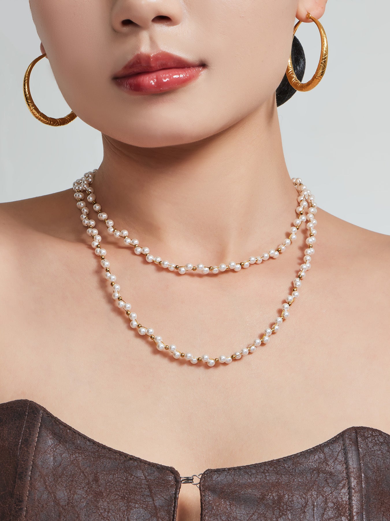 316L Stainless Steel 18K Gold PVD French Style Faux Pearl Necklace