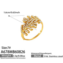 Elegant leaf zircon ring set in gold