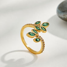 316L Stainless Steel 18K PVD Gold Leaf Zircon Ring Set made with 316L stainless steel and 18K PVD gold finish for wholesale jewelry buyers - image 11