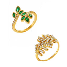 Close-up of 316L stainless steel leaf zircon ring