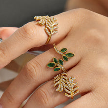 316L Stainless Steel 18K PVD Gold Leaf Zircon Ring Set made with 316L stainless steel and 18K PVD gold finish for wholesale jewelry buyers - image 4