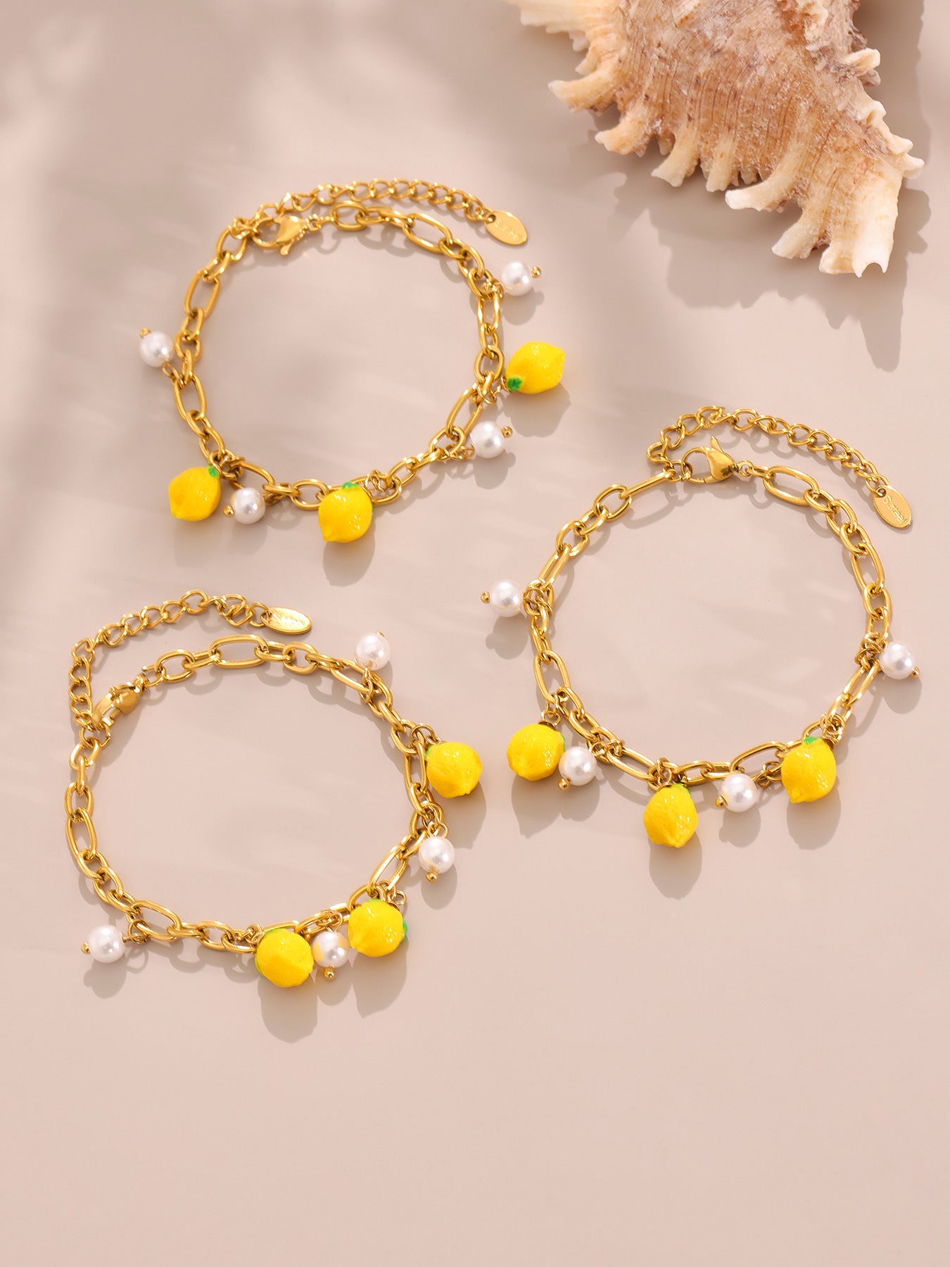 Freshwater Pearl Shell Charm Anklet & Bracelet Set– Summer Coastal Jewelry