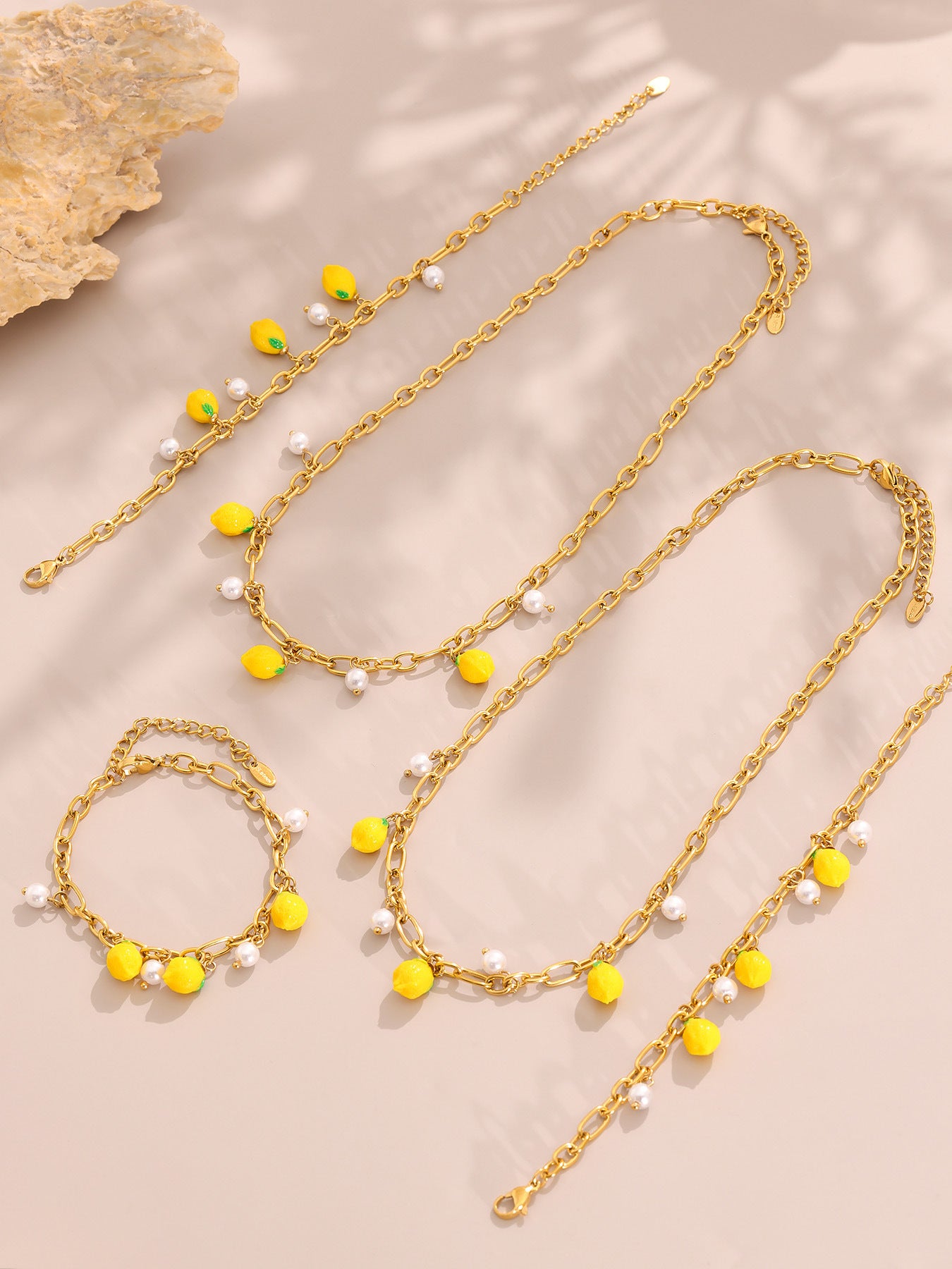 Freshwater Pearl Shell Charm Anklet & Bracelet Set– Summer Coastal Jewelry