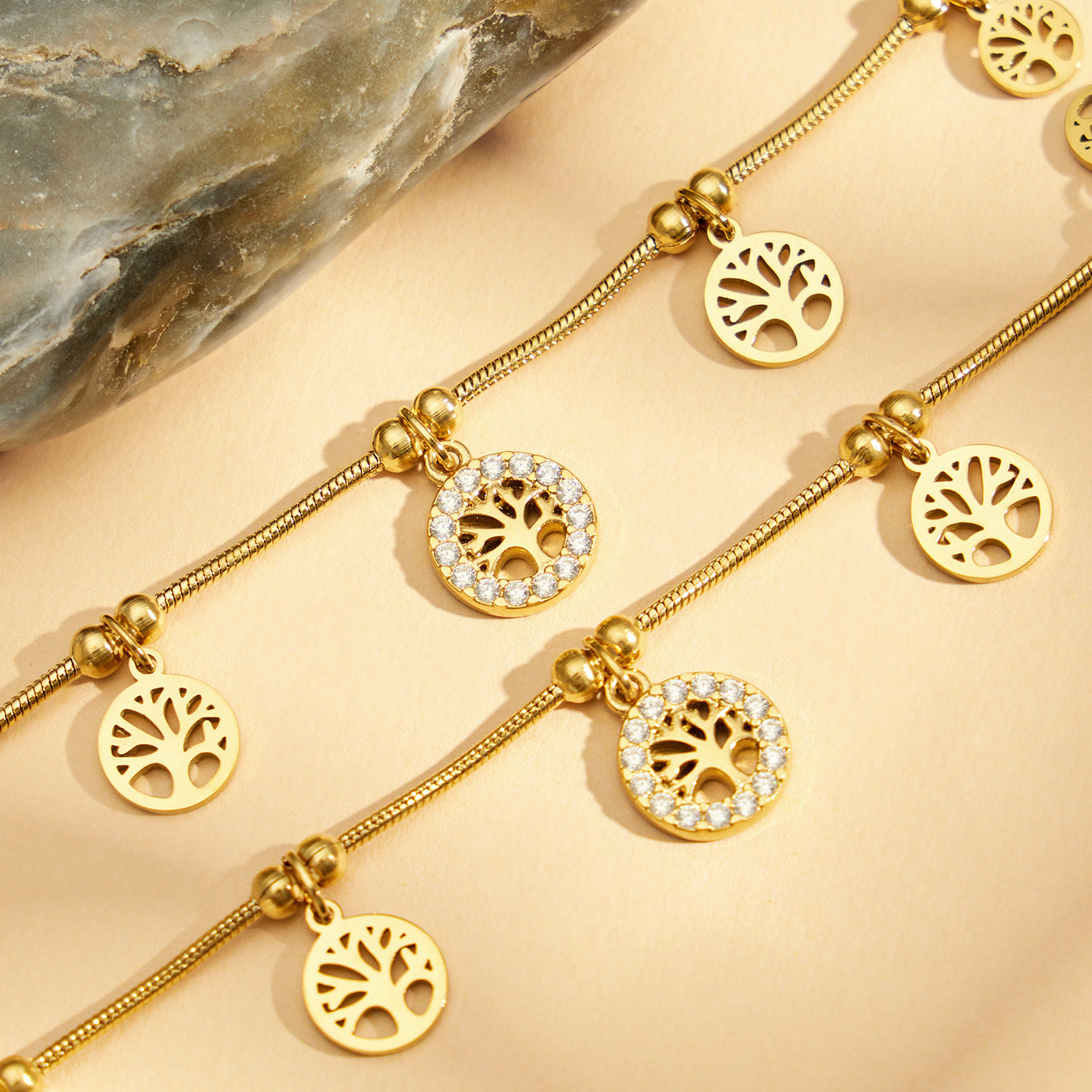 316L Stainless Steel 18K PVD Gold Life Tree Bracelet made with 316L stainless steel and 18K PVD gold finish for wholesale jewelry buyers - image 11