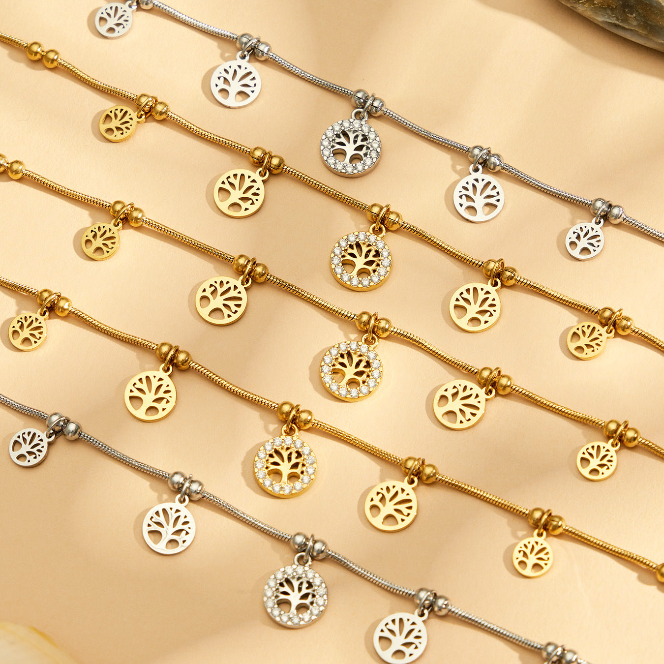 316L Stainless Steel 18K PVD Gold Life Tree Bracelet made with 316L stainless steel and 18K PVD gold finish for wholesale jewelry buyers - image 12