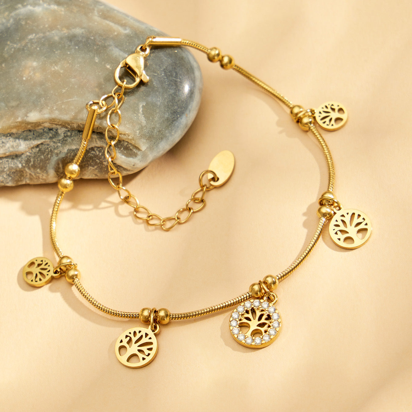 316L Stainless Steel 18K PVD Gold Life Tree Bracelet made with 316L stainless steel and 18K PVD gold finish for wholesale jewelry buyers - image 13