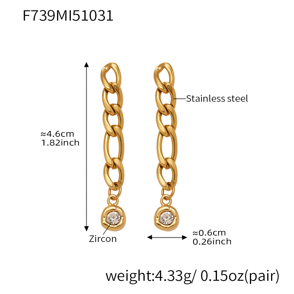 MiduoduoJewelry long link chain zircon drop earrings dimensions, weight and specification guide
