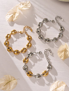316L Stainless Steel Mixed Metal Coffee Bean Chain Jewelry Set for Women