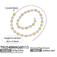 316L Stainless Steel Mixed Metal Coffee Bean Chain Jewelry Set for Women