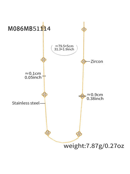 Size and weight chart of M086 316L stainless steel CZ flower station necklace