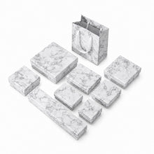 Marble jewelry boxes with foam inserts and matching gift bag for wholesale jewelry packaging
