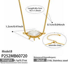 Size guide for the marquise zircon pendant necklace with chain and pendant measurements