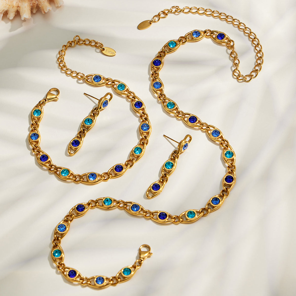 Matching colorful zircon necklace bracelet and earrings