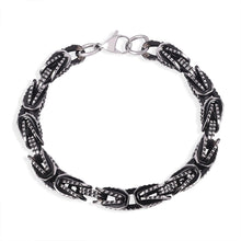 Men's black stainless steel chain bracelet with vintage heavy-link design for wholesale men’s jewelry buyers