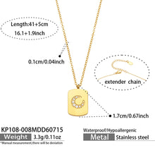 Polished steel micro-pavé crescent moon pendant necklace dimensions and specifications