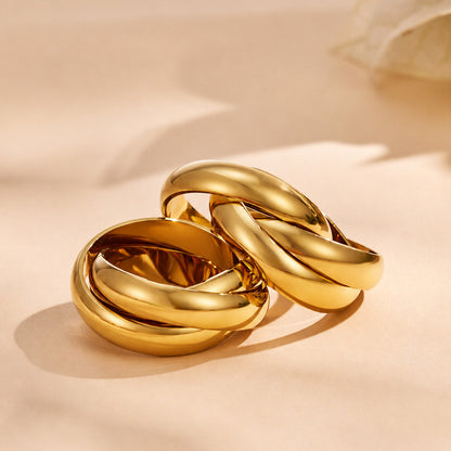 Elegant 316L stainless steel double ring in gold