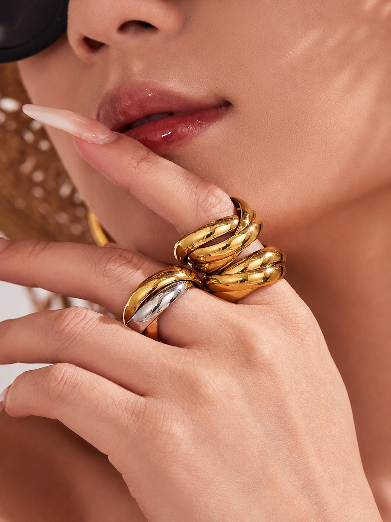 316L Stainless Steel 18K PVD Gold Double Ring made with 316L stainless steel and 18K PVD gold finish for wholesale jewelry buyers - image 3