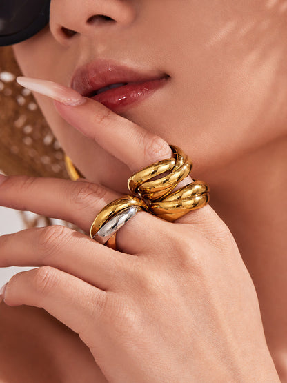 316L Stainless Steel 18K PVD Gold Double Ring made with 316L stainless steel and 18K PVD gold finish for wholesale jewelry buyers - image 3