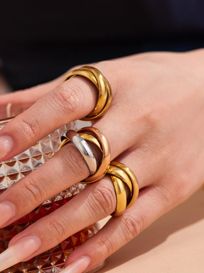 316L Stainless Steel 18K PVD Gold Double Ring made with 316L stainless steel and 18K PVD gold finish for wholesale jewelry buyers - image 4