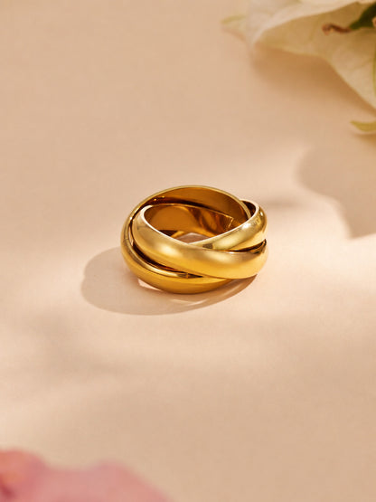 316L Stainless Steel 18K PVD Gold Double Ring made with 316L stainless steel and 18K PVD gold finish for wholesale jewelry buyers - image 8