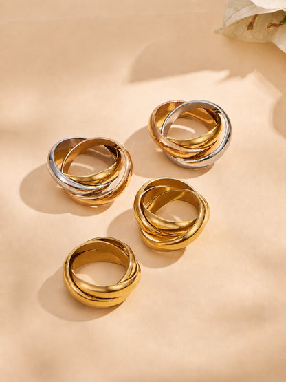 316L Stainless Steel 18K PVD Gold Double Ring made with 316L stainless steel and 18K PVD gold finish for wholesale jewelry buyers - image 9