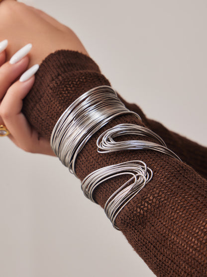 Gold & Steel Color Multi-Layer Open Cuff Bangle set, 316L stainless steel jewelry options for wholesale