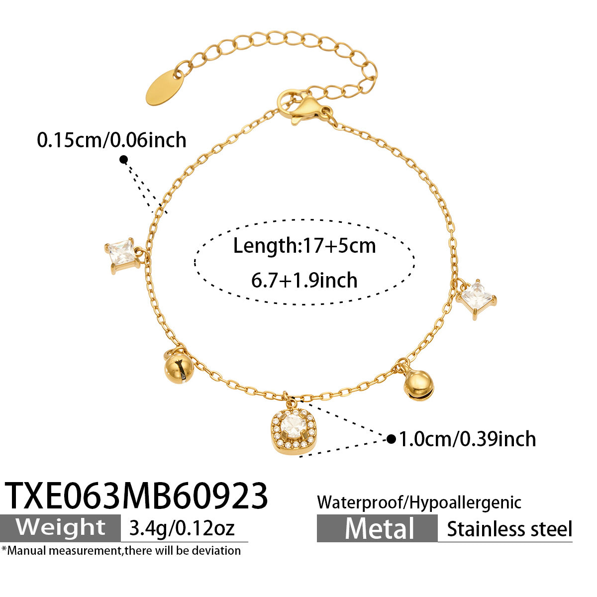 316L Stainless Steel 18K PVD Gold Zircon Chain Bracelet made with 316L stainless steel and 18K PVD gold finish for wholesale jewelry buyers - image 17
