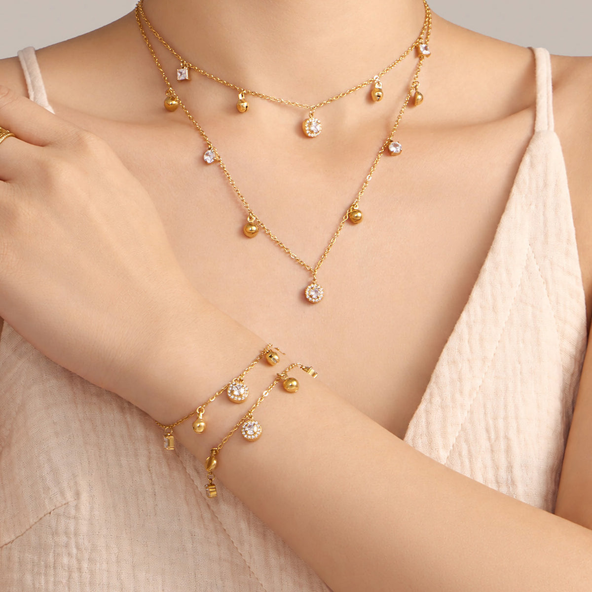 316L Stainless Steel 18K PVD Gold Zircon Chain Bracelet made with 316L stainless steel and 18K PVD gold finish for wholesale jewelry buyers - image 8