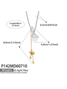 P142 steel gourd pendant long necklace size card with 80cm chain, 8.0cm pendant drop and 22.5g weight