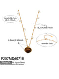 Gold Tiger Eye Zircon Planet Pendant Necklace 52+5cm / 5cm