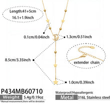 P396 gold square zircon tassel necklace size card with 42+5cm adjustable chain and stainless steel material