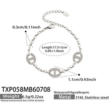 Steel D-shaped zircon necklace size chart showing dimensions and 316L stainless steel material