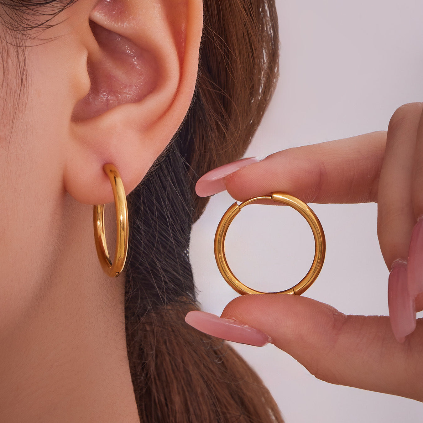 316L Stainless Steel Mixed Metal Two-Tone Minimalist Hoop Earrings | PVD Gold Huggie Hoops