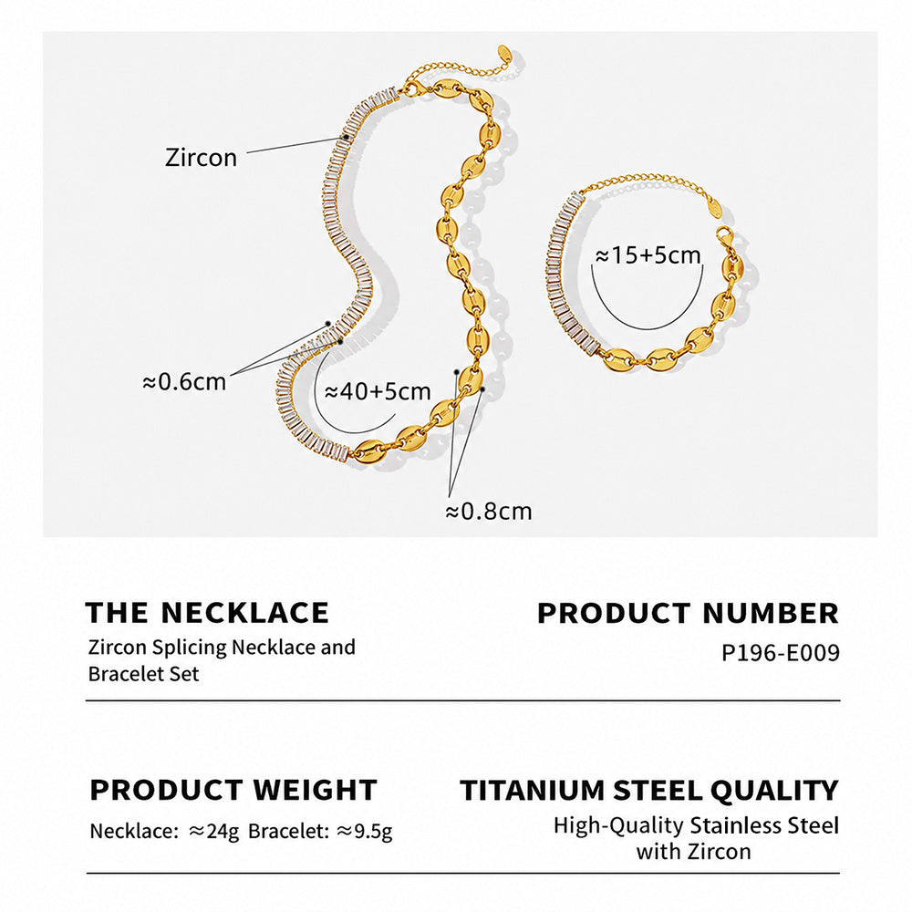 Mixed-link zircon necklace and bracelet length, weight and product detail guide