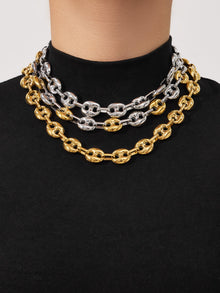 316L Stainless Steel Mixed Metal Coffee Bean Chain Jewelry Set for Women