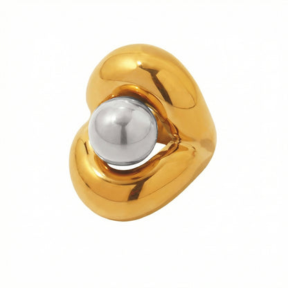316L stainless steel mixed metal two-tone abstract chunky dome ring.