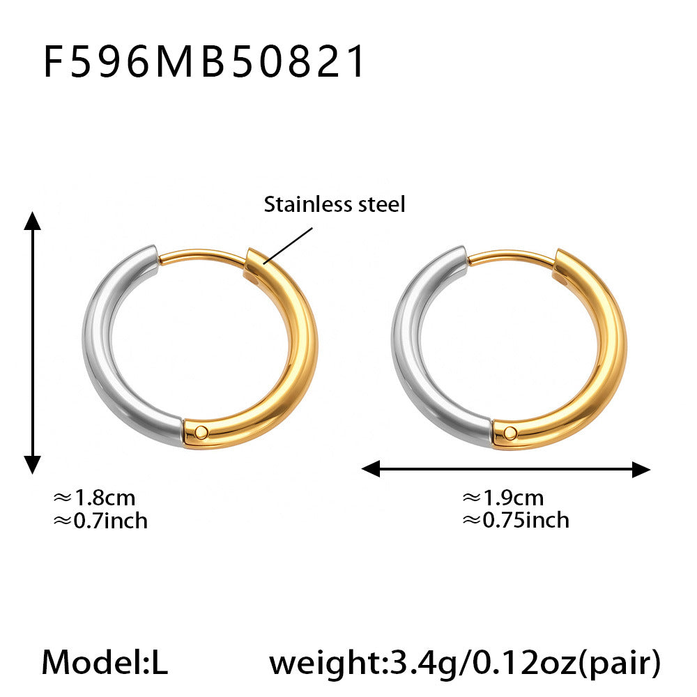 316L Stainless Steel Mixed Metal Two-Tone Minimalist Hoop Earrings | PVD Gold Huggie Hoops